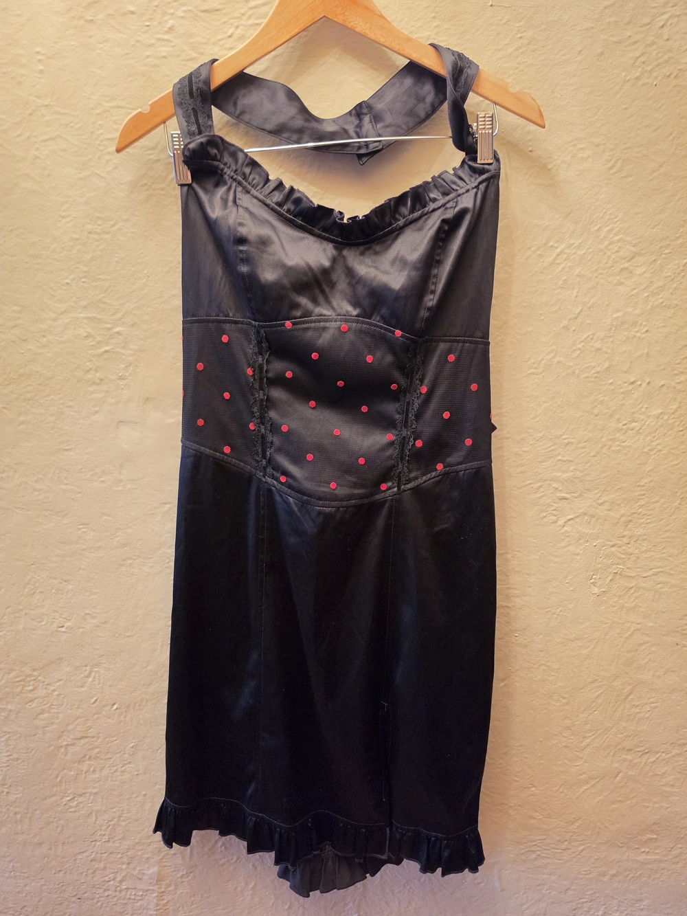 NWT Lip Service XXL Black Red Polka Dot Corset Halter Dress Goth Pinup